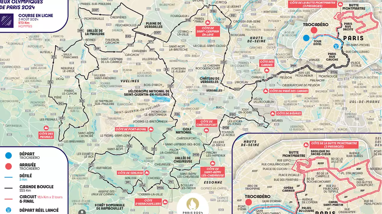 La Tour Eiffel, Versailles, Montmartre...les cyclistes des JO 2024 passeront par ces lieux emblématiques