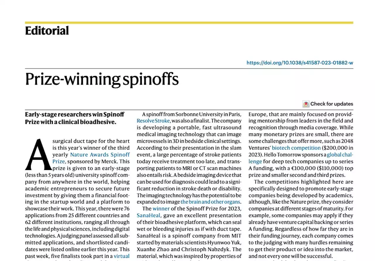 Prize-winning spinoffs - Nature Biotechnology