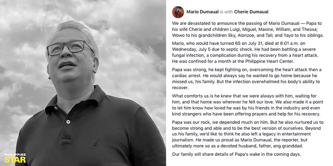 TV Patrol showbiz reporter Mario Dumaual passes away - Latest Chika