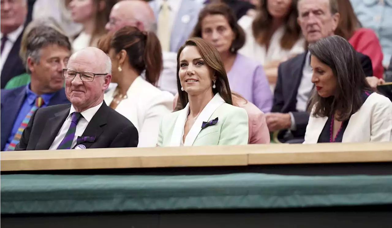 Princess Kate takes her seat in Royal Box at Wimbledon, right next to Roger Federer