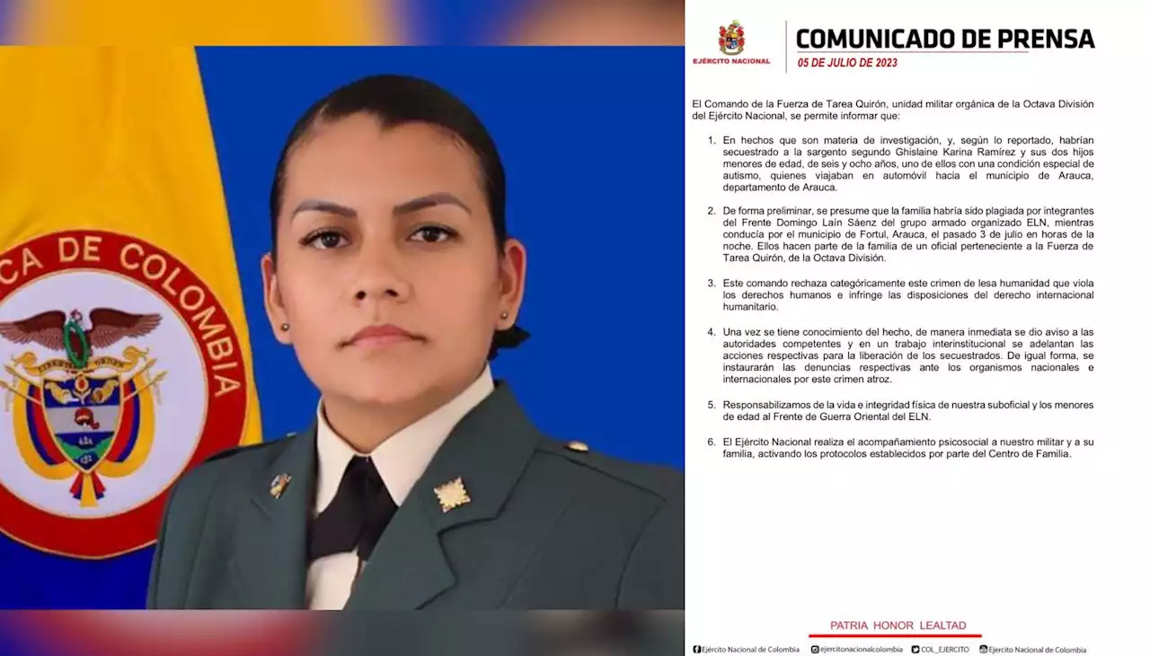 “Es un delito que será castigado”: MinDefensa sobre secuestro de sargento y sus hijos