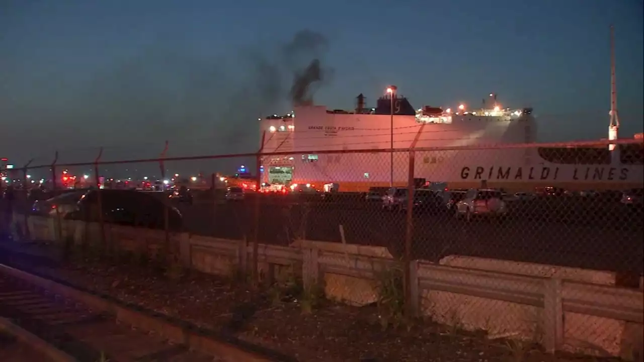 2 firefighters killed battling ship fire at Port Newark in New Jersey