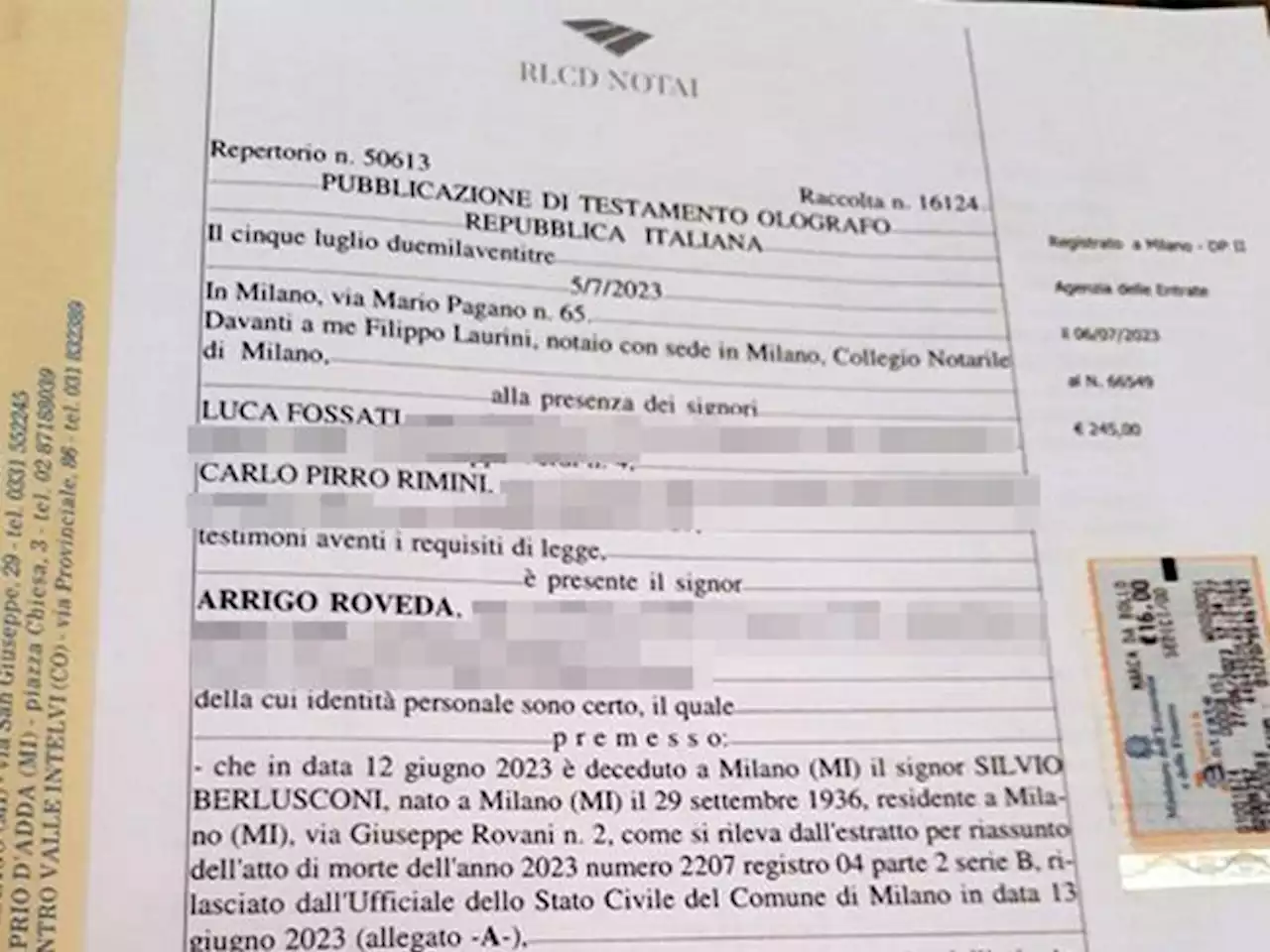 Quota legittima, disponibile, esecutore: tutte le parole chiave del testamento di Berlusconi