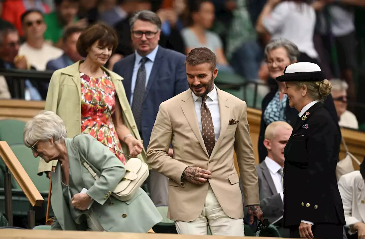 David Beckham on Centre Court as sun comes out at Wimbledon