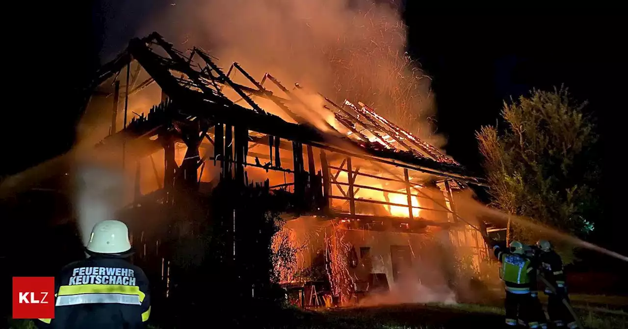 Großeinsatz der Feuerwehren: Nach Blitzschlag ging Stall in Kärnten in Flammen auf