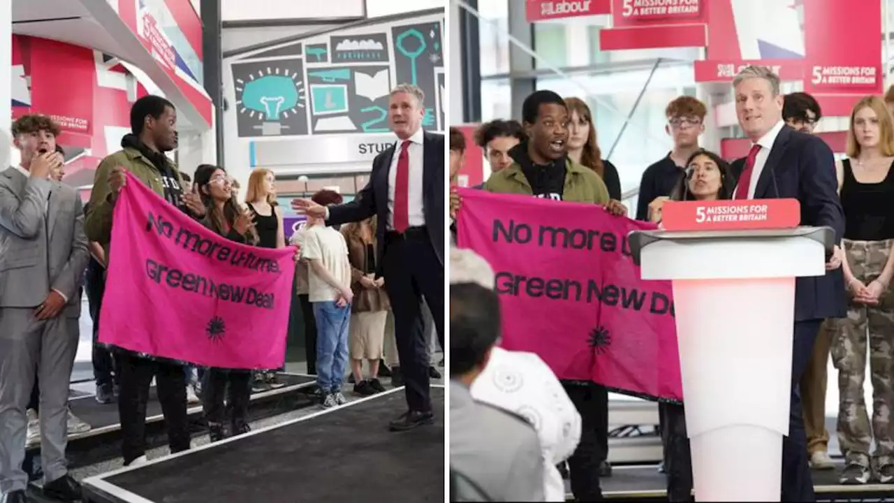 ‘Will you just let me finish?’: Teenage environmental protesters disrupt Sir Keir Starmer during keynote speech