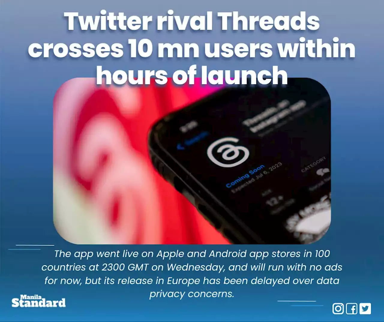 Twitter rival Threads crosses 10 mn users within hours of launch