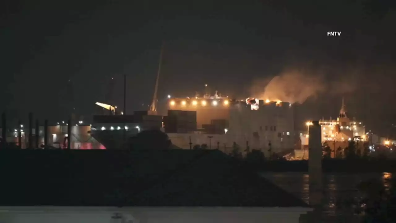 2 firefighters go missing during container ship fire at Port Newark