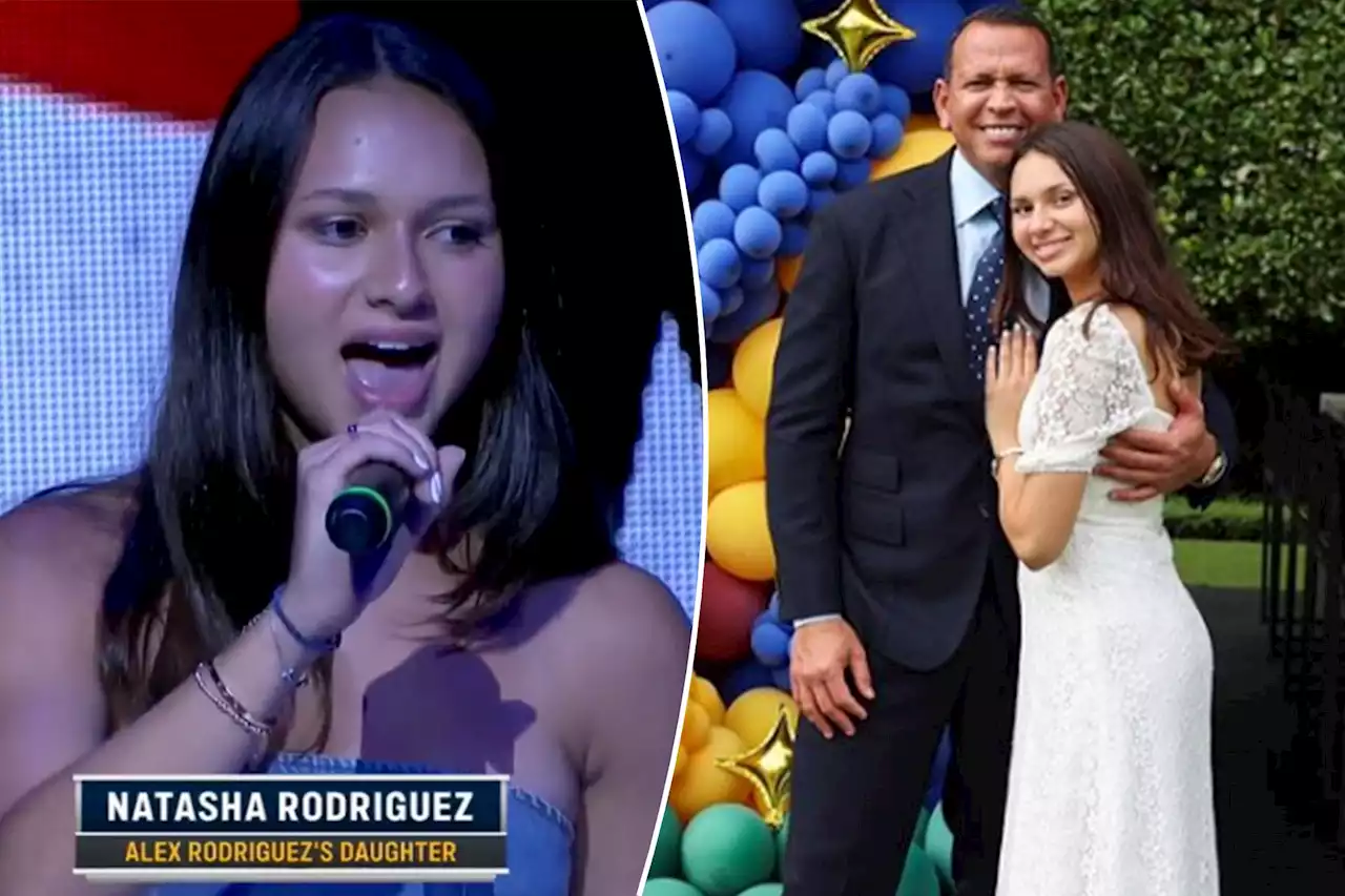 Alex Rodriguez cheers on daughter Natasha singing national anthem before WNBA game