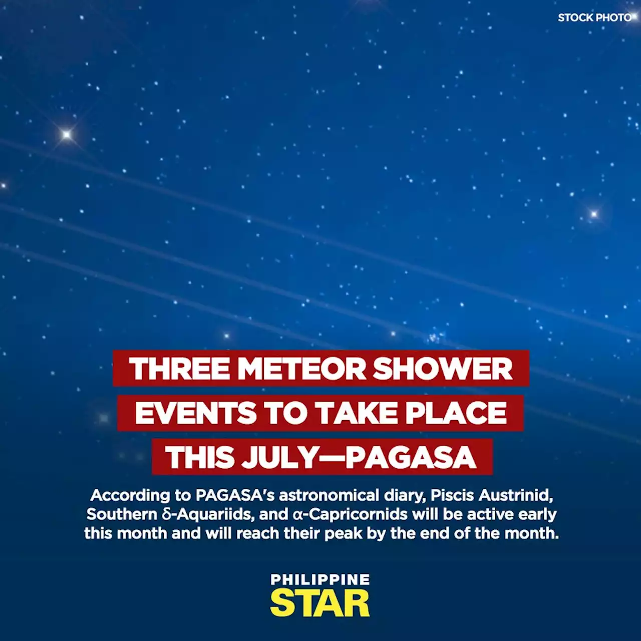 Three meteor shower events to take place this July—PAGASA