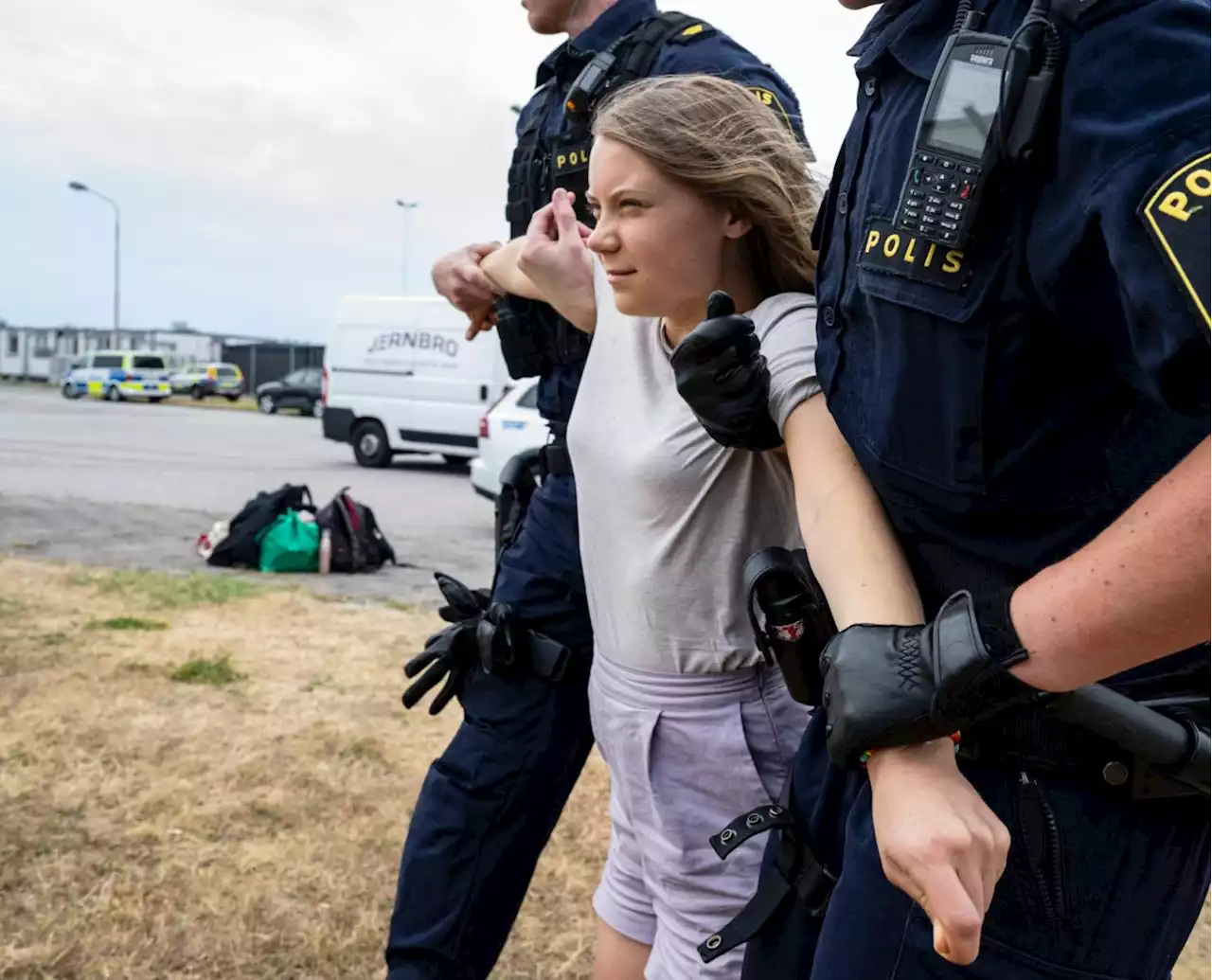 Greta Thunberg charged after blocking road at oil protest