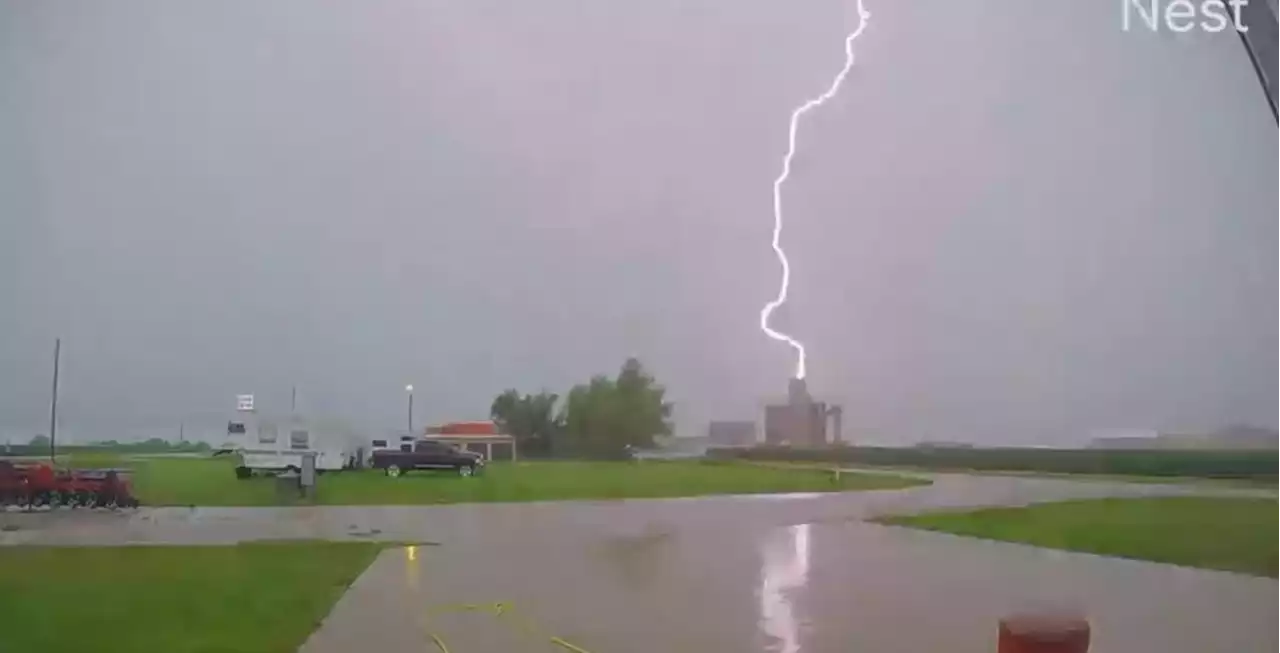 CAUGHT ON CAMERA: Lightning hits grain elevator; 8 people sent to hospital