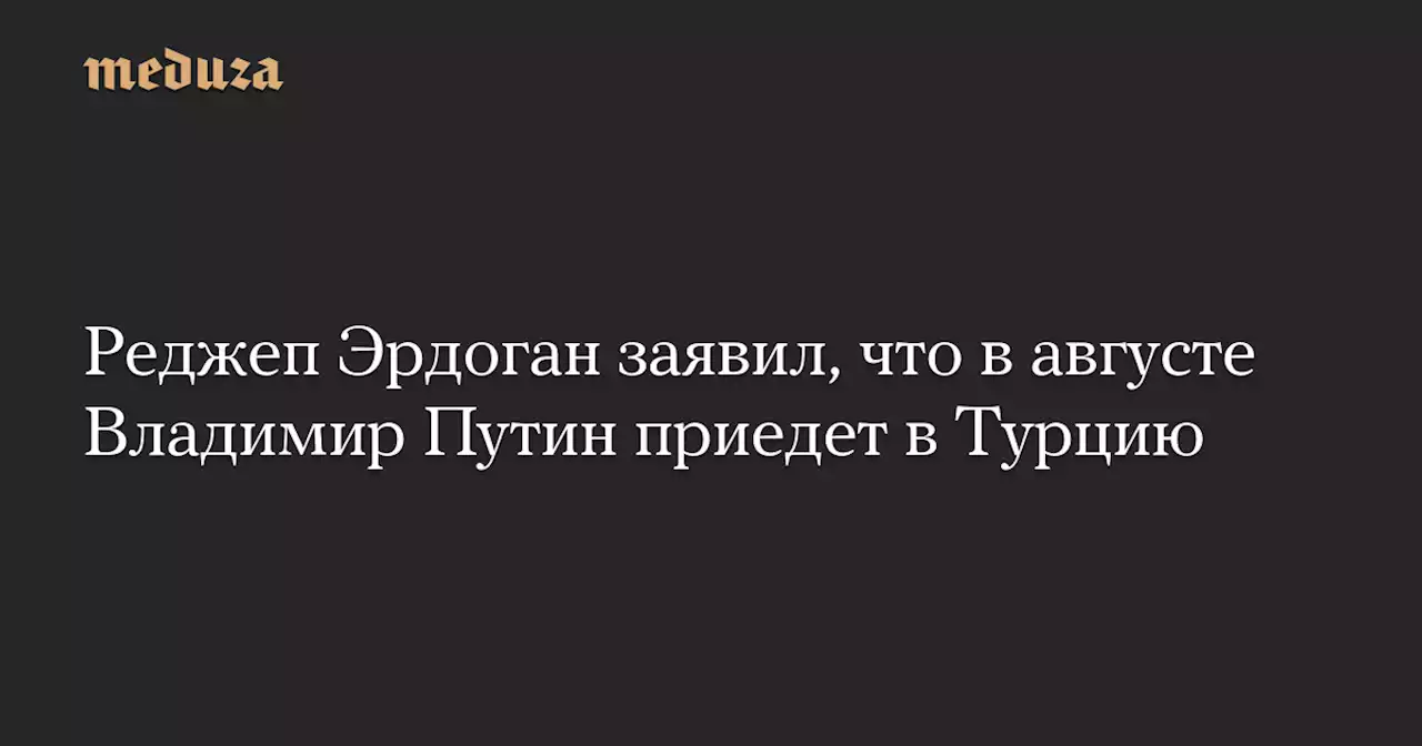 Реджеп Эрдоган заявил, что в августе Владимир Путин приедет в Турцию — Meduza