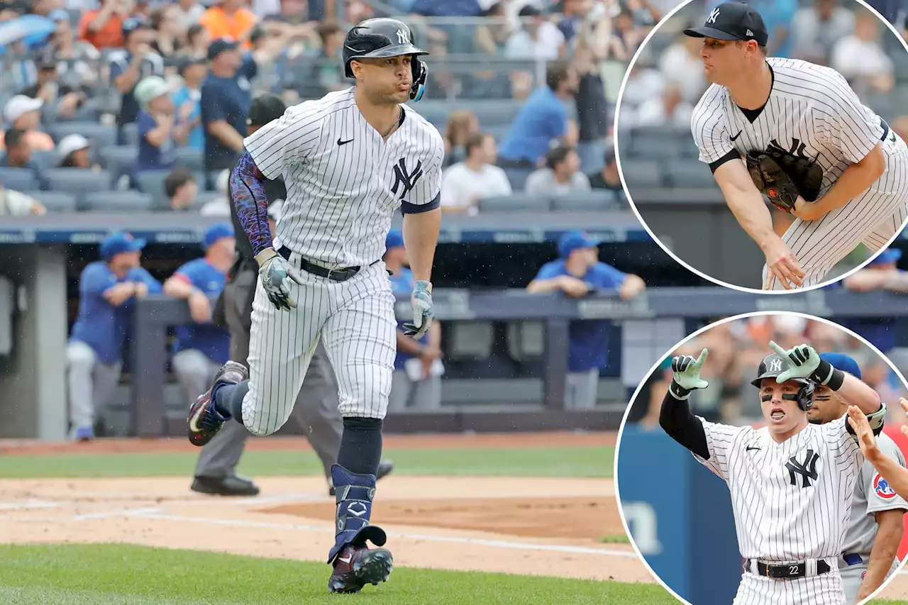 Giancarlo Stanton’s power surge sparks Yankees in win over Cubs to snap losing skid