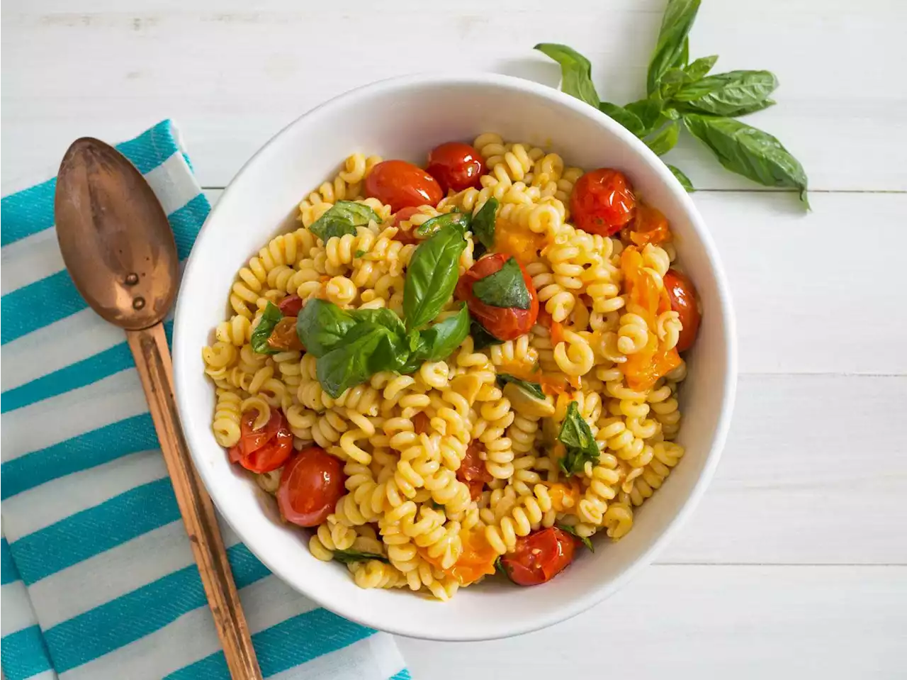 Blistered-Tomato Pasta Salad With Basil Recipe