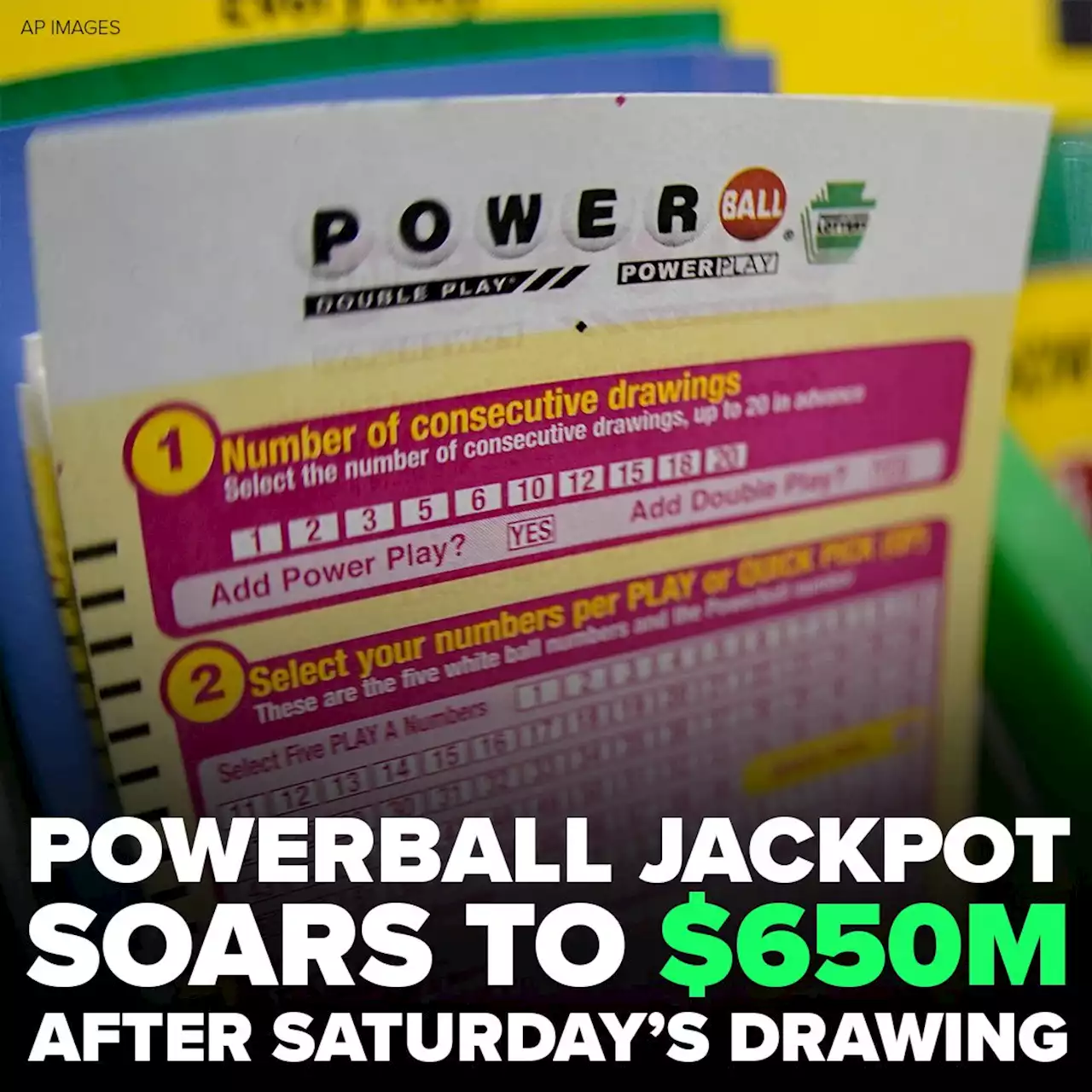 Powerball jackpot grows to estimated $650 million for Monday after no winners drawn