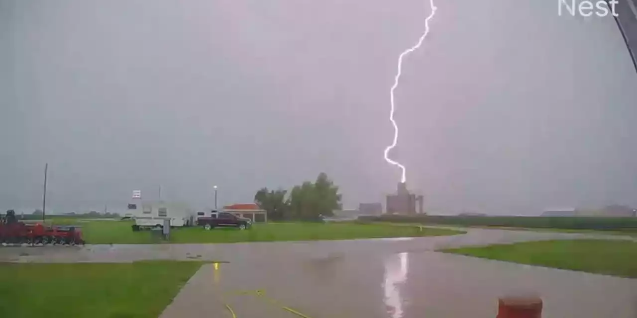 CAUGHT ON CAMERA: Lightning hits grain elevator; 8 people sent to hospital