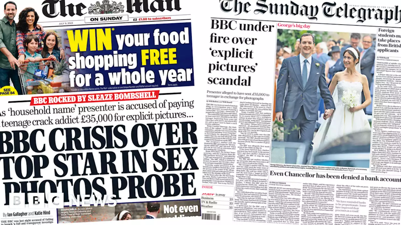 Newspaper headlines: 'BBC under fire' over star in 'photos probe'