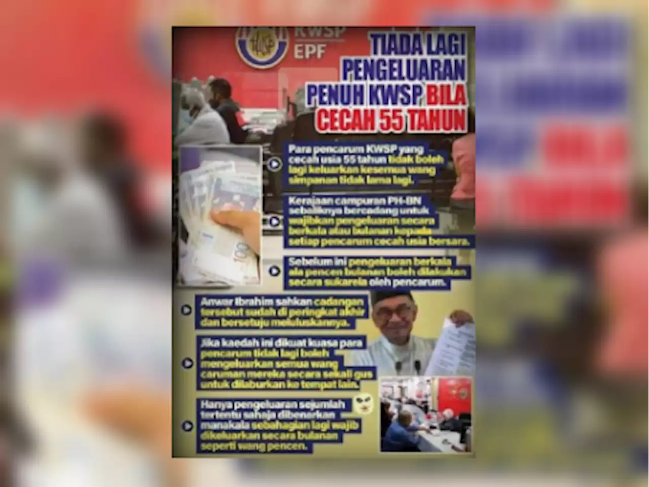 Poster dakwa kerajaan setuju pengeluaran KWSP secara bulanan palsu