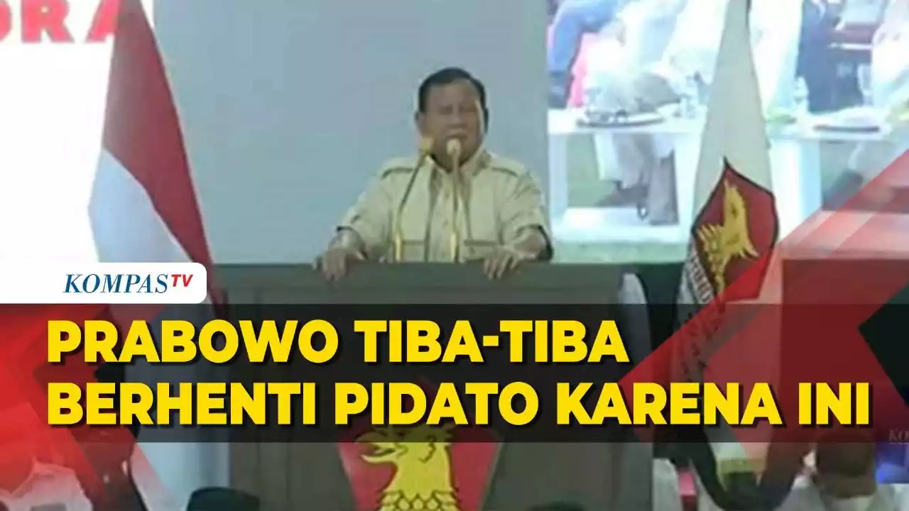 Momen Prabowo Subianto Tiba-Tiba Berhenti Pidato Karena Hal Ini