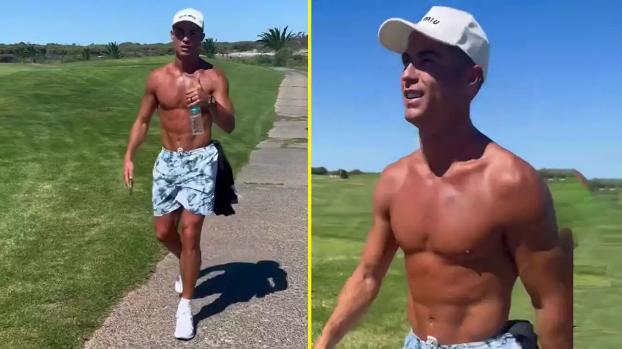 Cristiano Ronaldo shows off ripped physique as he does sprinting workout