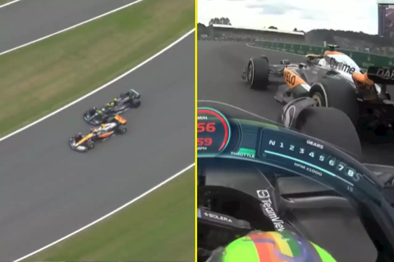 Hamilton and Norris narrowly avoid contact in Battle of Britain fight at Silverstone