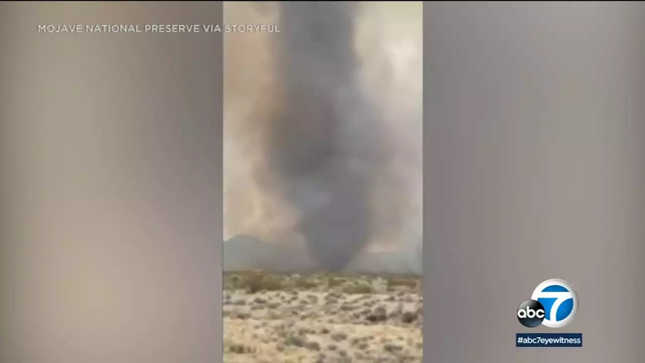 Crews are battling 'fire whirls' as York Fire rages in Mojave Desert