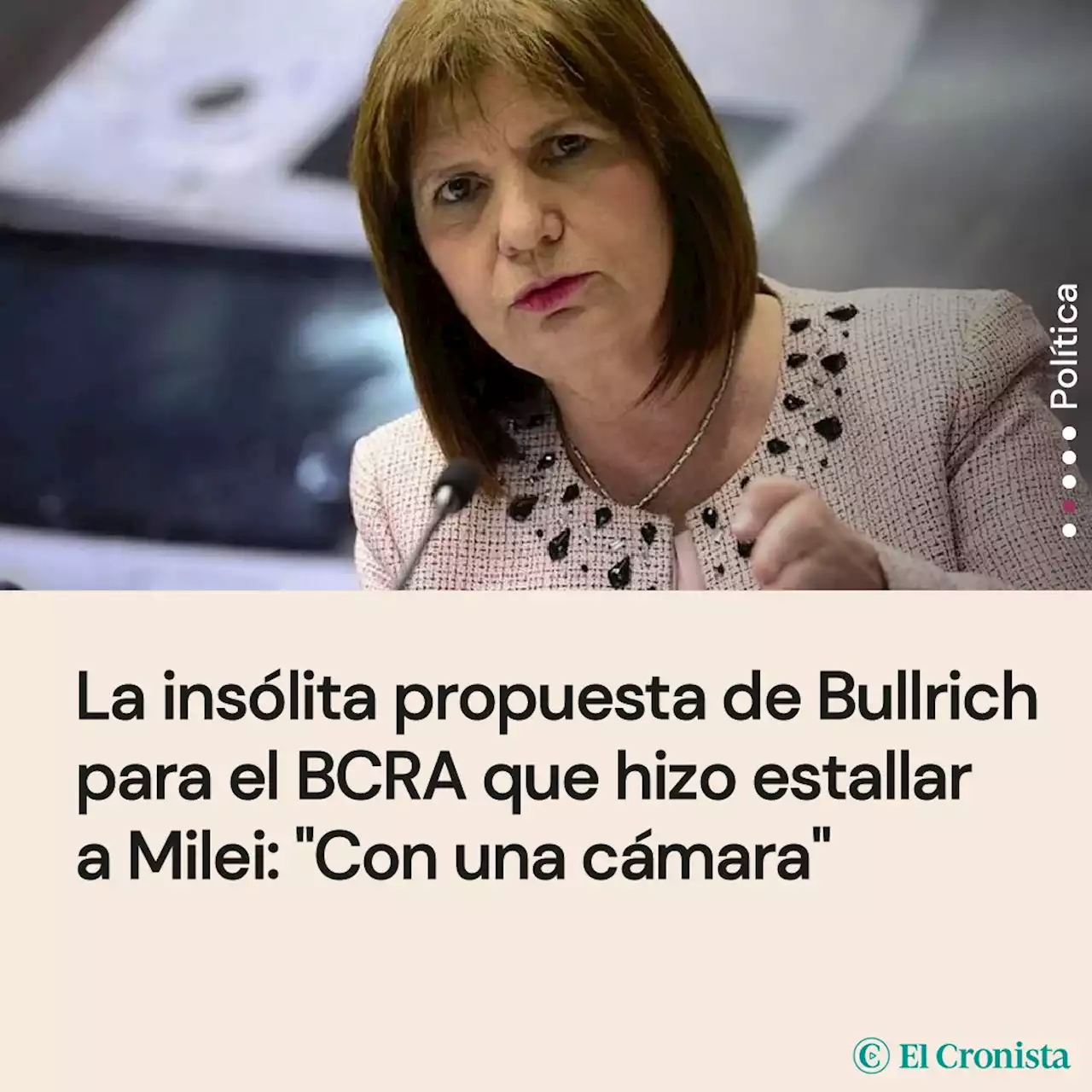 La ins�lita propuesta de Patricia Bullrich para el Banco Central que hizo estallar a Milei: 'Con una c�mara'