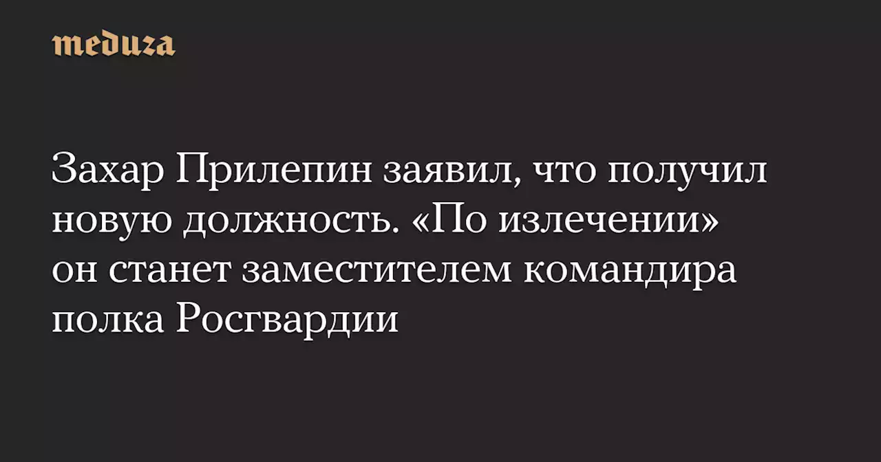 Захар Прилепин заявил, что получил новую должность. «По излечении» он станет заместителем командира полка Росгвардии — Meduza