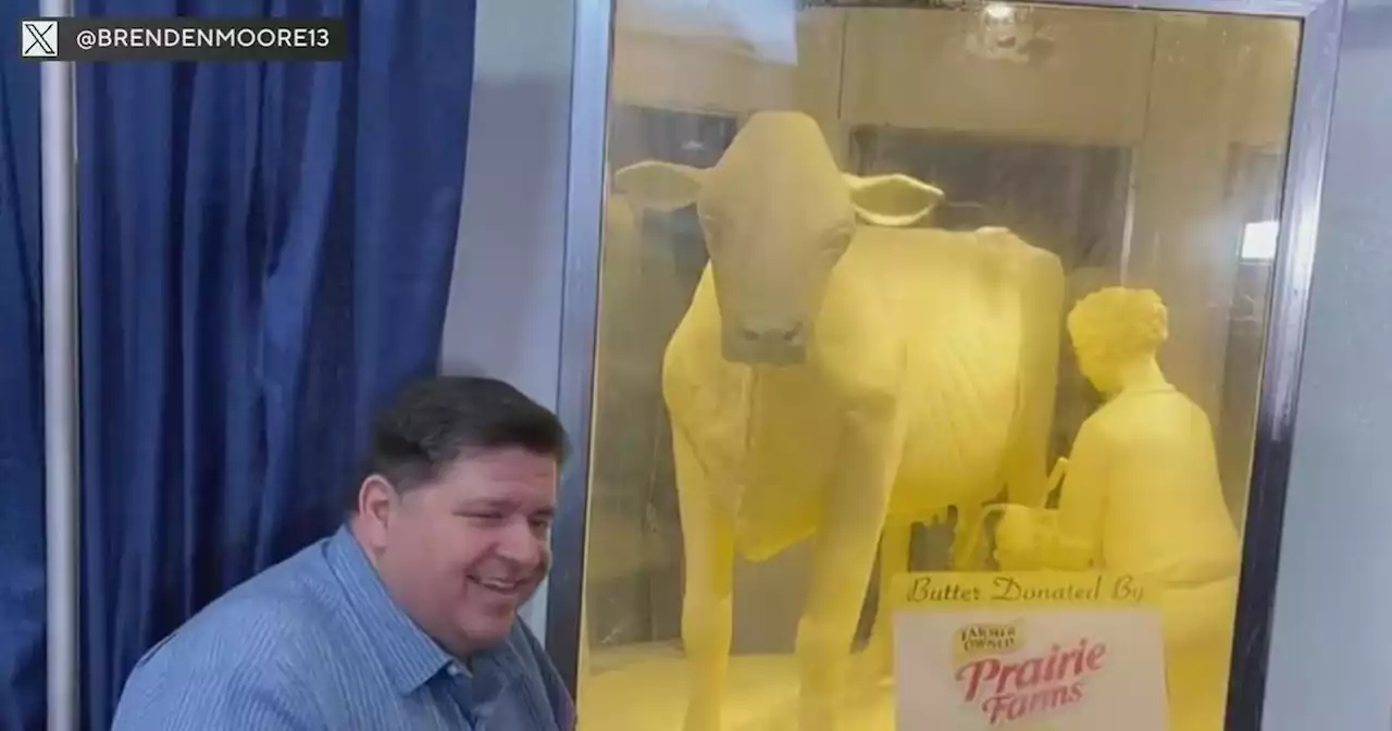 The 2023 Butter Cow is unveiled at the Illinois State Fair