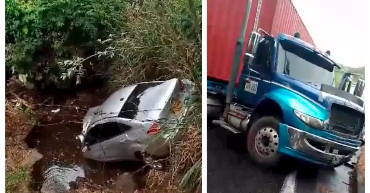 Carro cayó a una cañada tras aparatoso choque en la vía a la Pintada