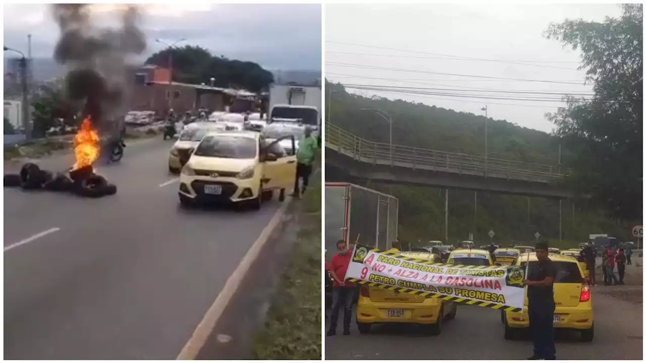 Estragos en Bucaramanga por paro de taxistas: bloquean vía al aeropuerto y bajan pasajeros - Pulzo