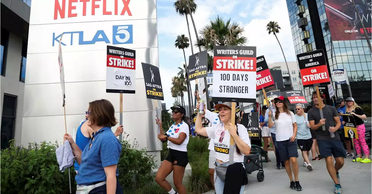 100-day strike: Hollywood writers show unity and anger on picket lines