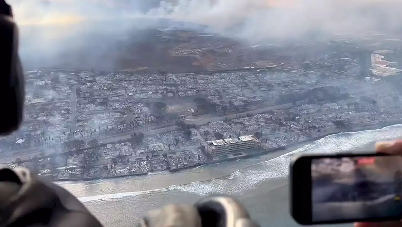 Maui fires: Aerial photos show damage in Lahaina, Banyan Court after deadly wildfires