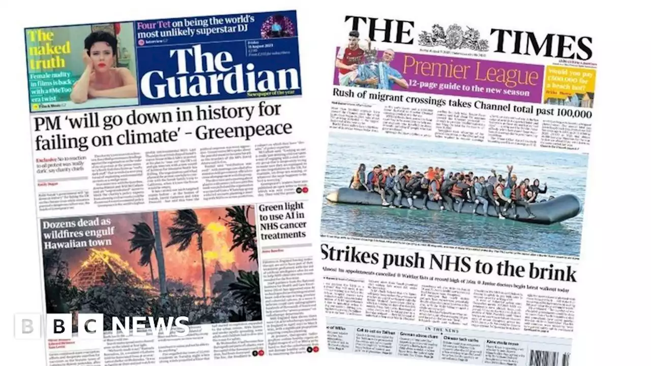 Newspaper headlines: 'PM failing on climate' and 'NHS on the brink'