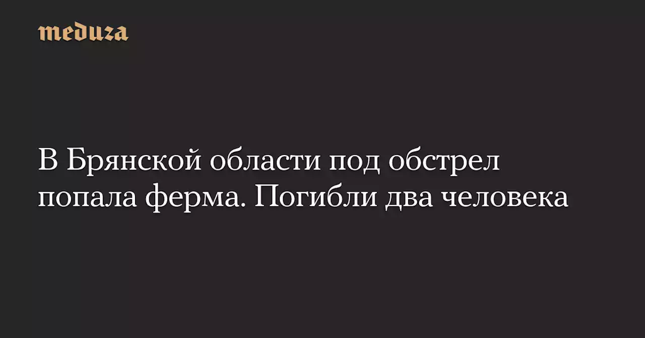 В Брянской области под обстрел попала ферма. Погибли два человека — Meduza