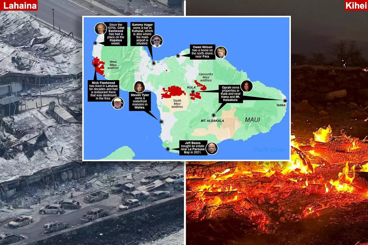 Hawaii wildfires threaten Oprah’s Maui estate, other A-listers’ homes