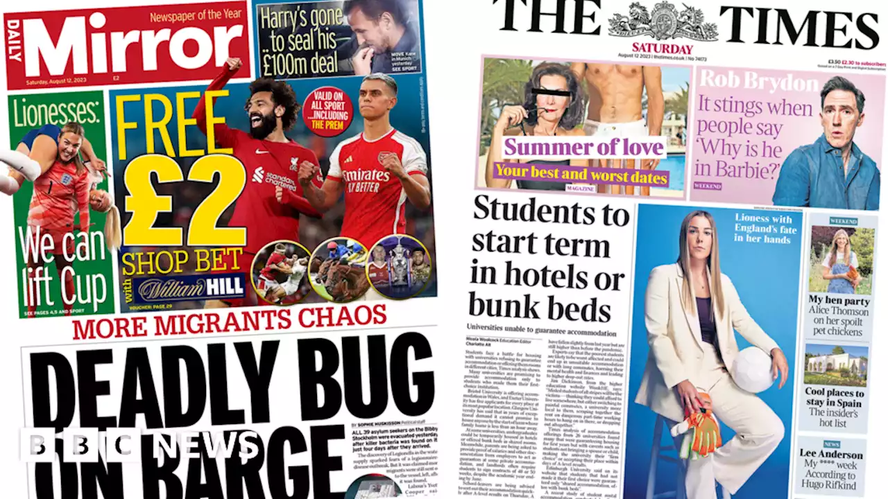 Newspaper headlines: 'Deadly bug on barge' and students' bunk bed 'battle'