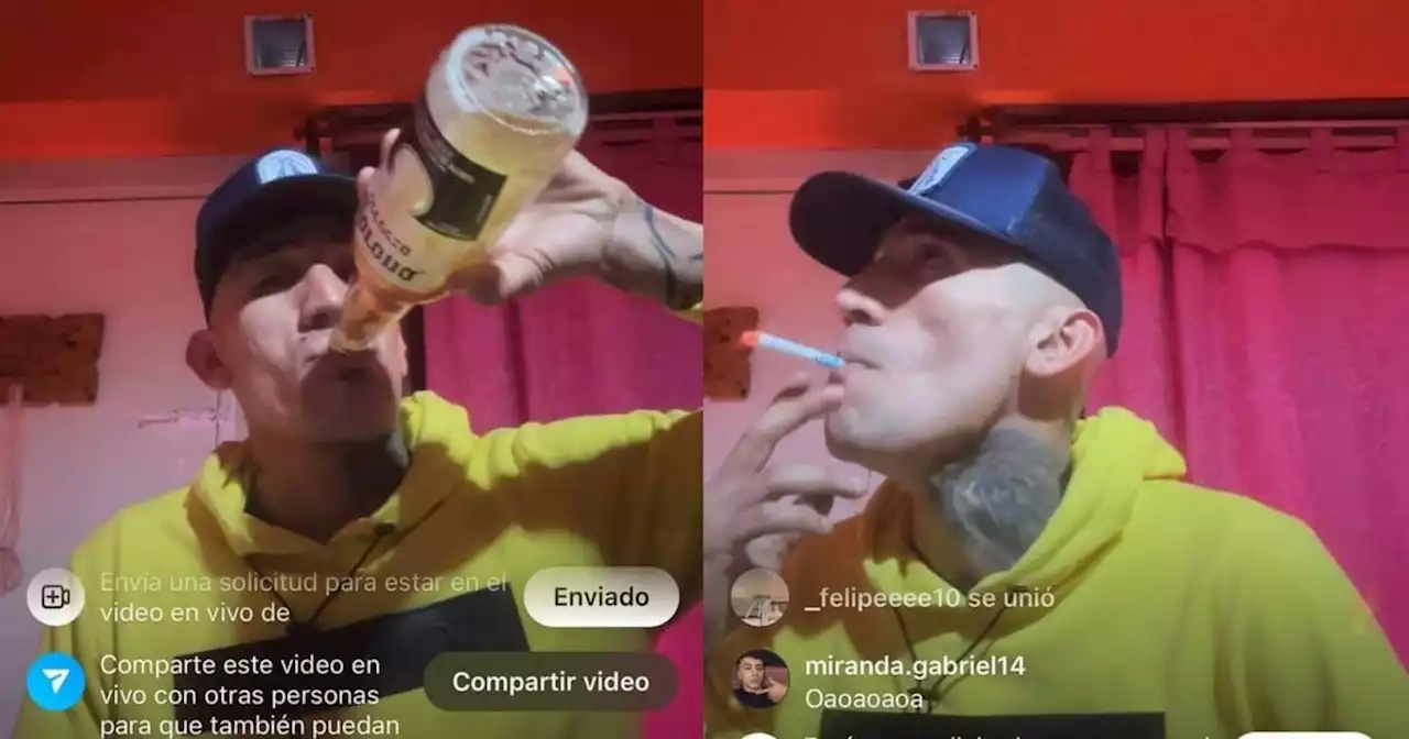 Ricardo Centurión: foto con la camiseta de Boca, cerveza y cigarrillo en un vivo de Instagram