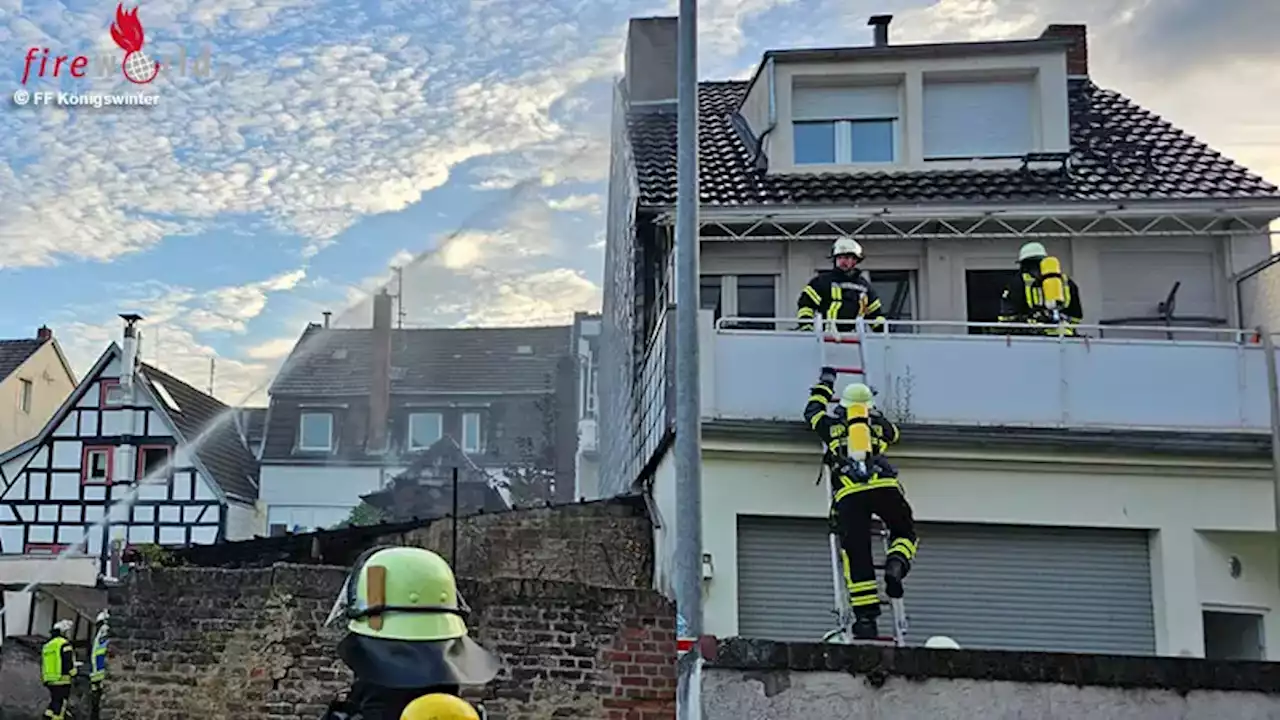 D: Garagenfeuer mit Explosionen in Königswinter → Brandausbreitung in enger Altstadtbebauung gestoppt