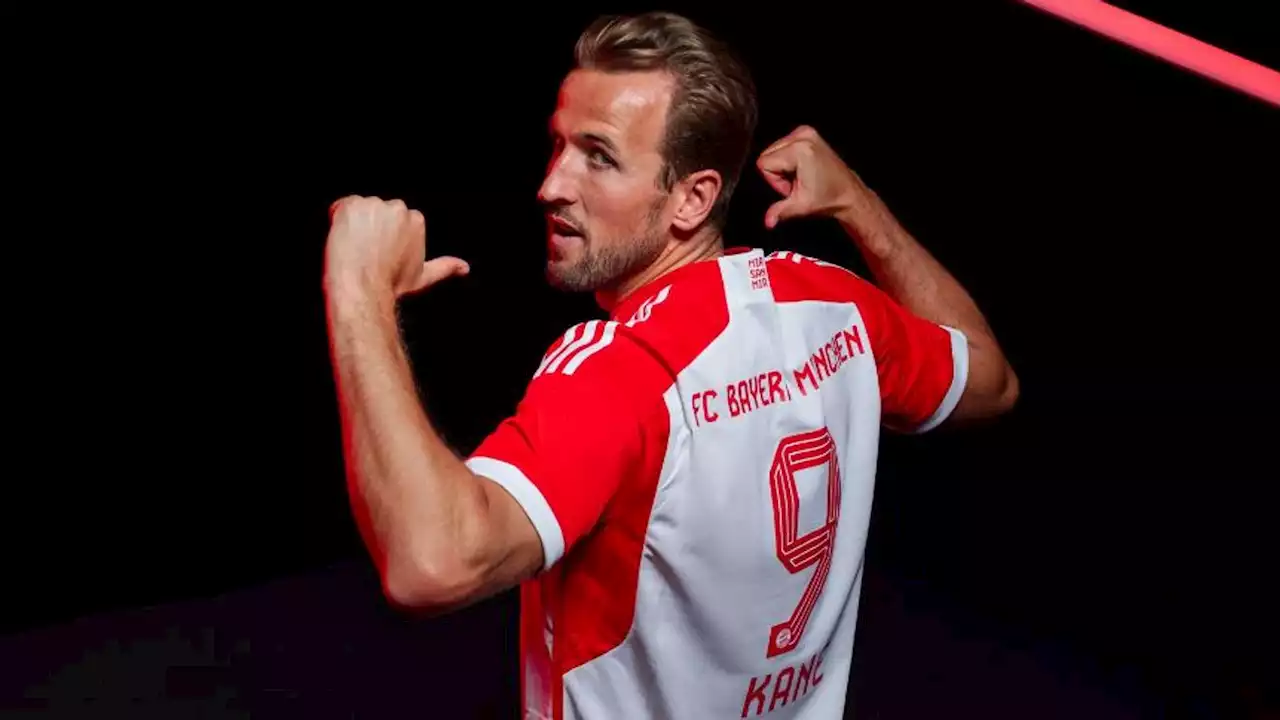 Harry Kane pictured in Bayern Munich shirt as he signs for German champions