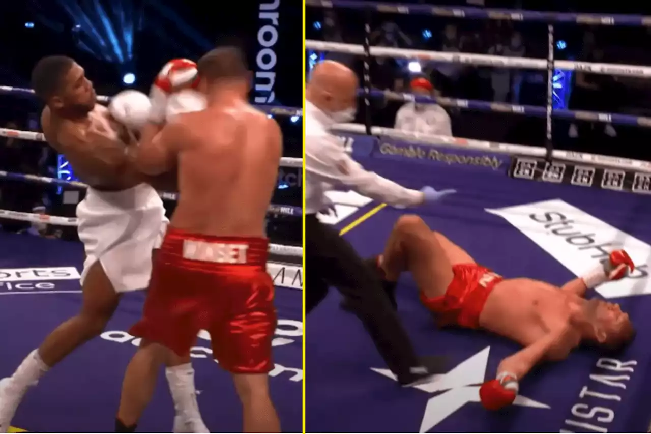 Joshua landed four uppercuts in a row before KOing opponent with stunning right-hand