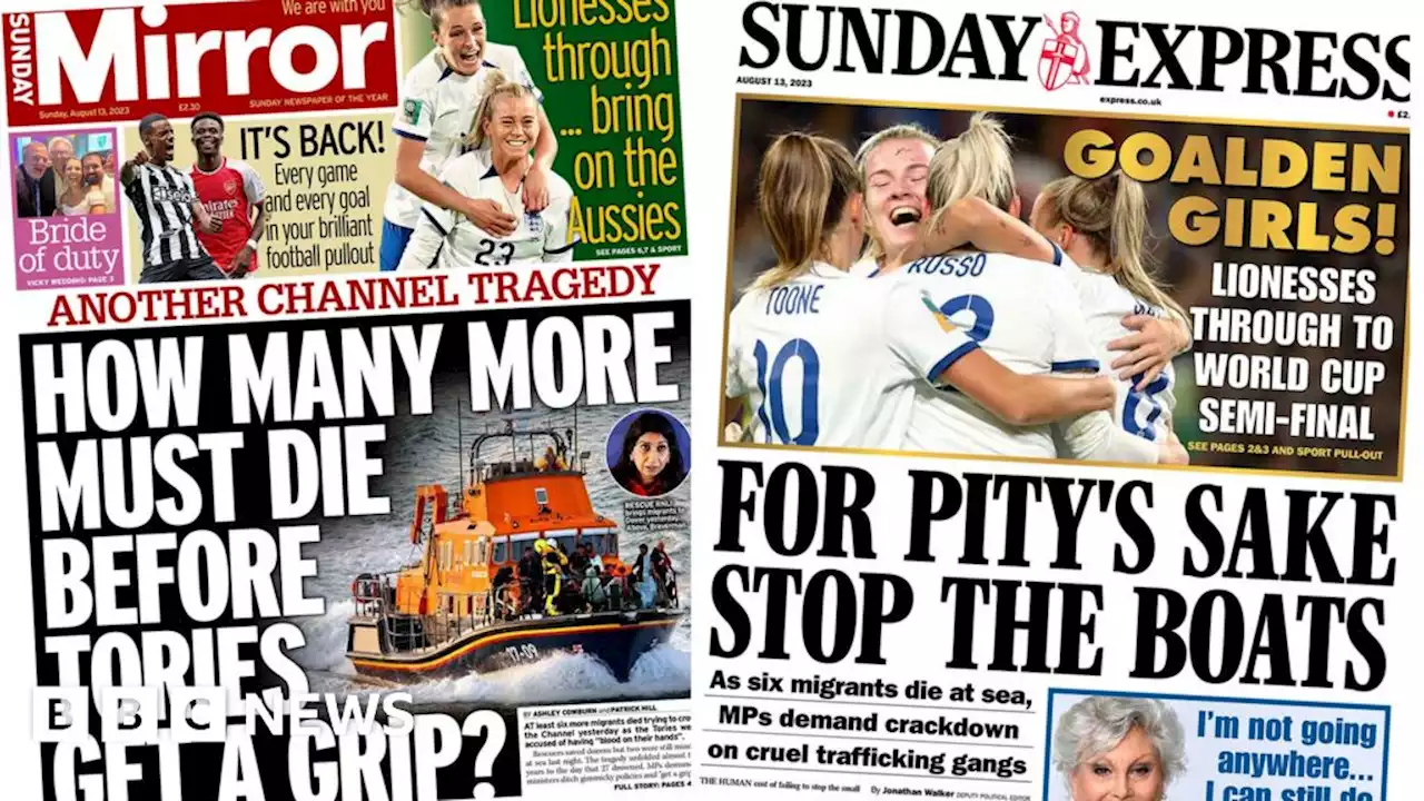 Newspaper headlines: Boat deaths 'prompt anger' and 'Goalden Girls'