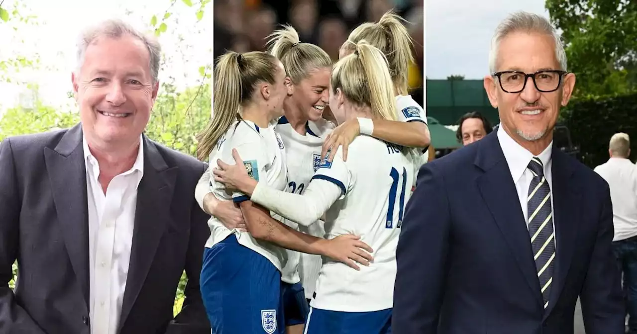 Piers Morgan and Gary Lineker celebrate as Lionesses reach World Cup semi-final