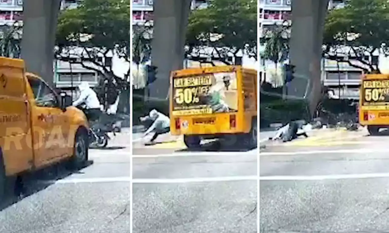 Netizens slam e-biker for going against red light after truck slams into her at Upper Serangoon junction