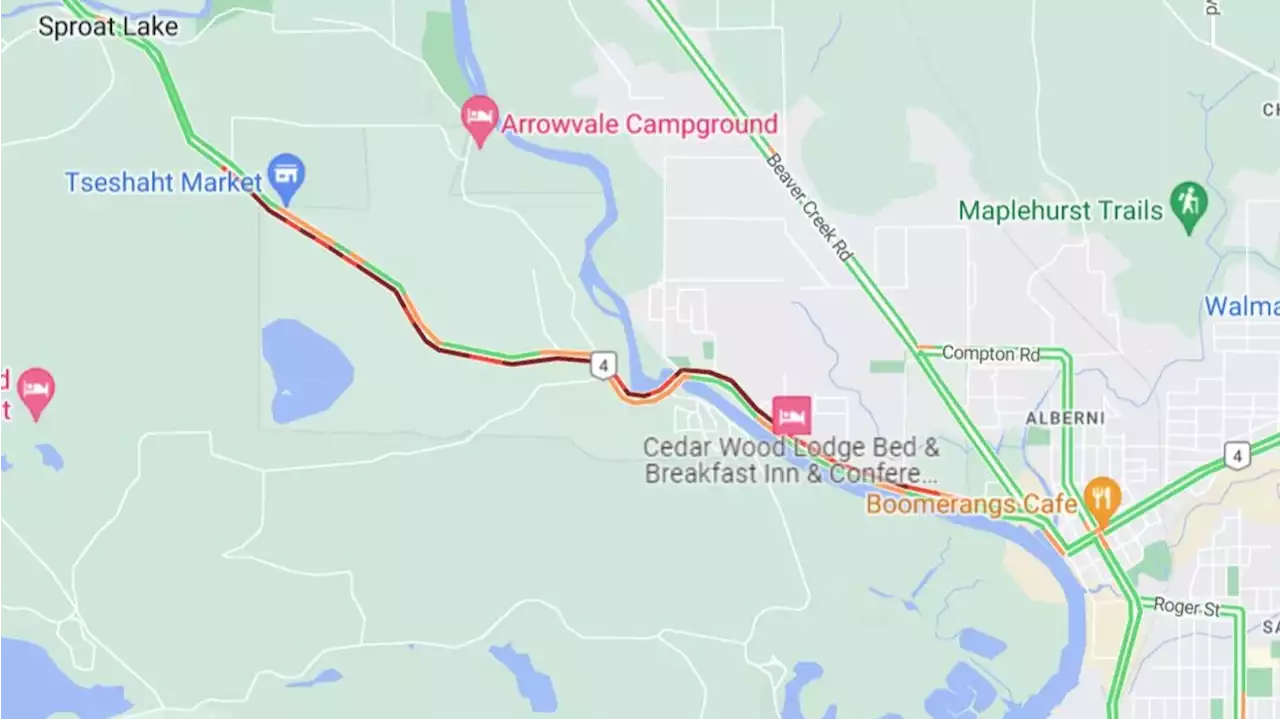 Two-vehicle crash snarls traffic on Highway 4 in Port Alberni: DriveBC