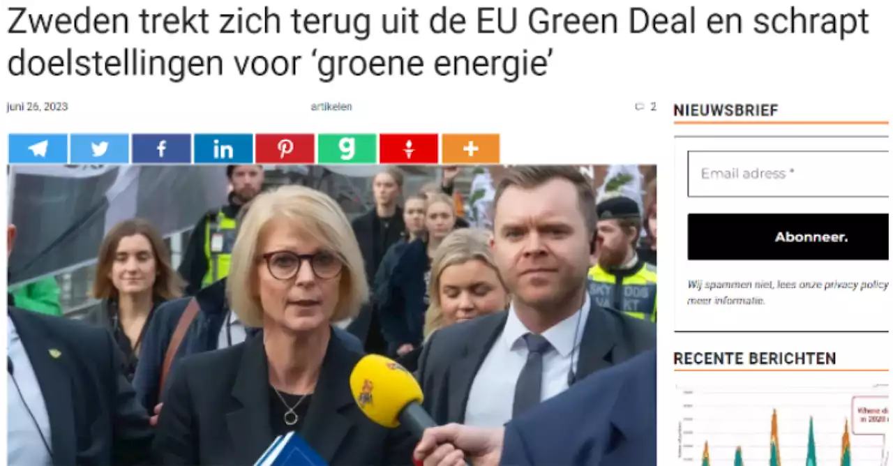 Factcheck: nee, Zweden heeft zich niet teruggetrokken uit de Europese Green Deal