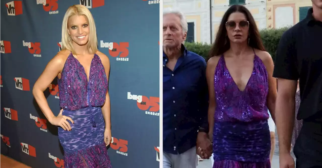 Jessica Simpson Had The Cutest Reaction To Catherine Zeta-Jones Wearing The Same Dress She Wore In 2005