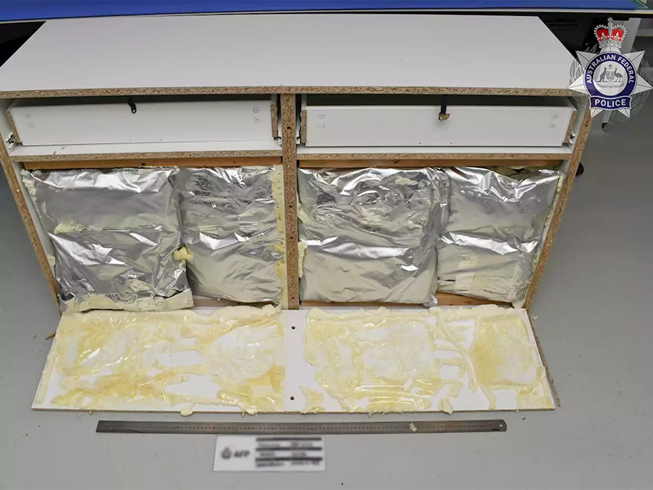 Police want to know who sent this cheap cabinet from Canada with $50M in meth hidden inside