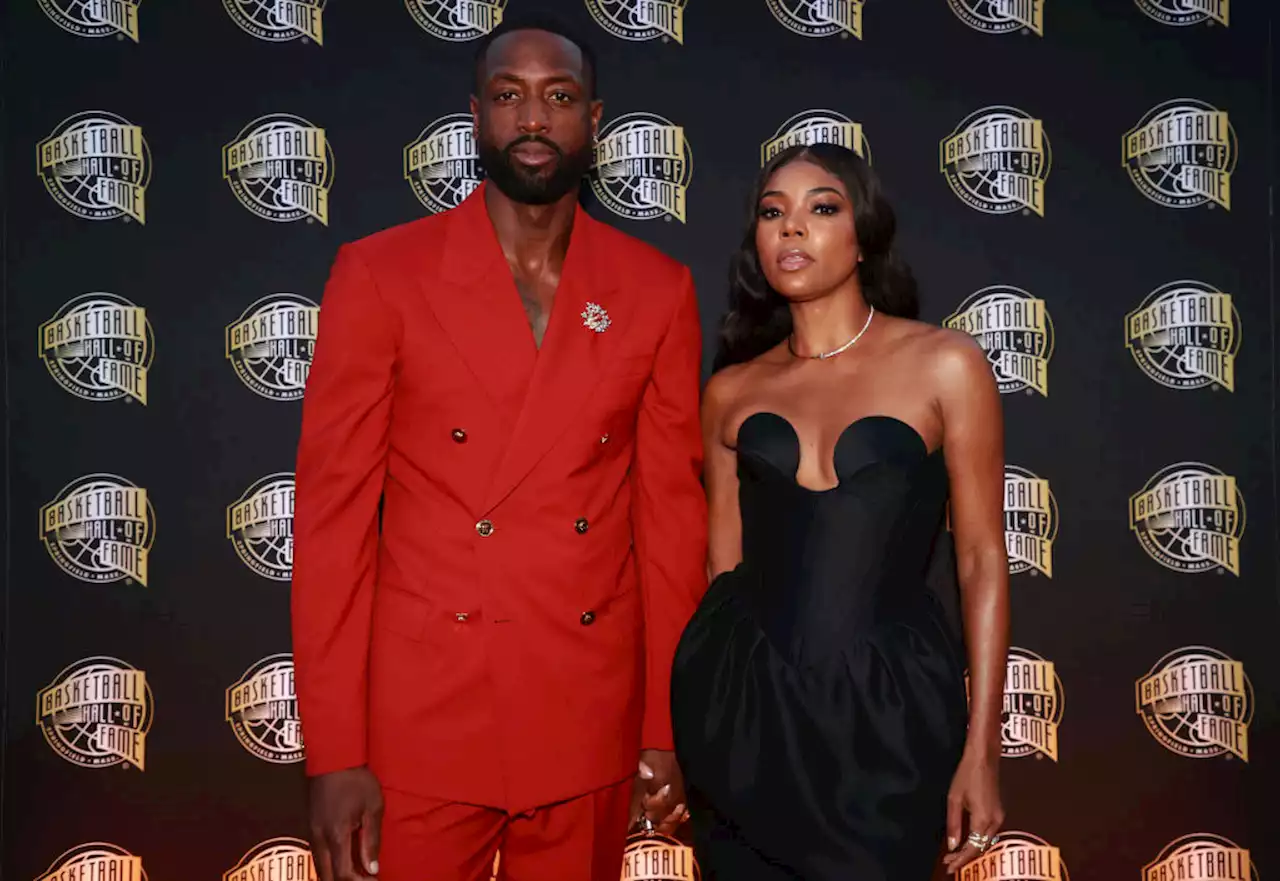 Dwyane Wade Suits Up in Red Versace With Gabrielle Union at Hall of Fame Induction Ceremony Honoring His NBA Career